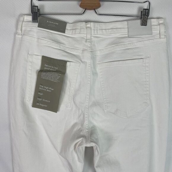Everlane The Authentic Stretch High Rise Skinny Cotton Jean White Plus Size 34 - Picture 5 of 10